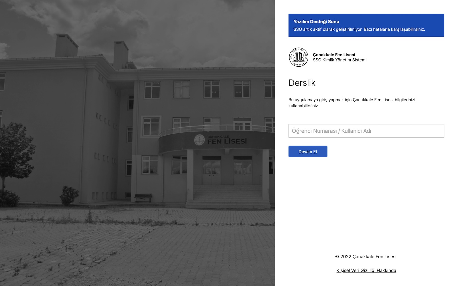Screenshot of the SSO UI